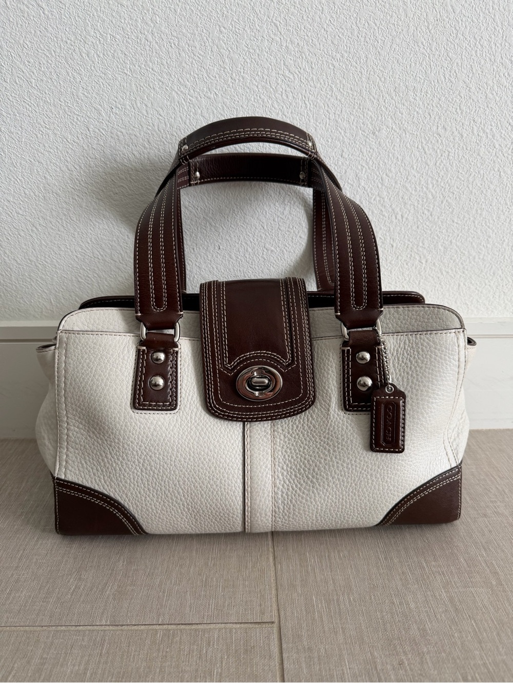Coach Brown and White Satchel